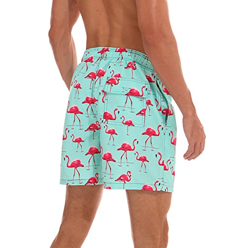 Aisprts Maillot de Bain Homme Short de Bain à Séchage Rapide Respirant avec 3 Poches, Short de Plage Homme avec Doublure en Filet et Cordon de Serrage Réglable, T2 Motif Flamant Rose, M – vue 2