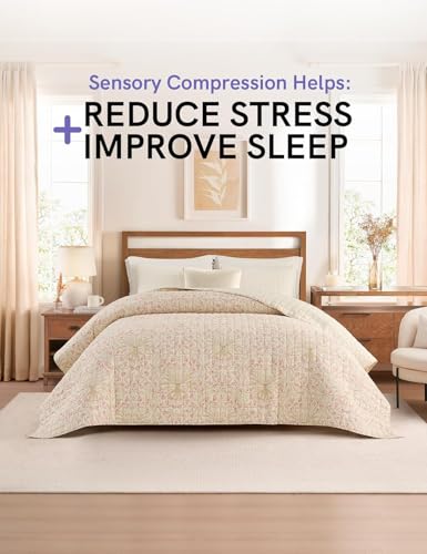 Image of YnM 17lbs Weighted Blanket for Adults, Linen Heavy Bed Throw Blanket with Cooling Glass Beads for All Season Use, Ideal for ~160lbs (60x80 Inches, Queen, Campanula)