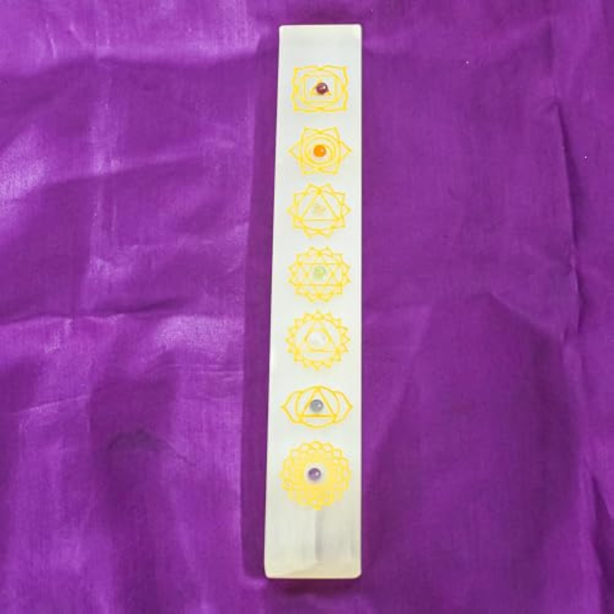 The Cosmic Connect Selenite Seven Chakra Crystal Wand