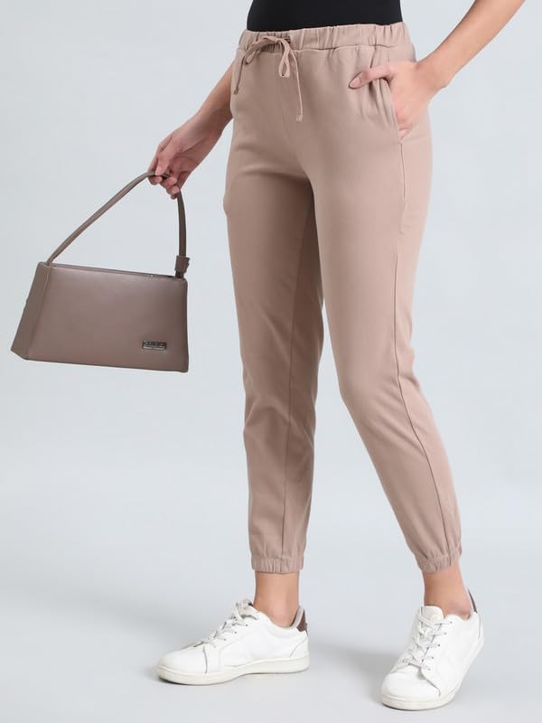 Image of GO COLORS Soft Cotton Blend Joggers Ankle Length for Women| Breathable, Mid Rise