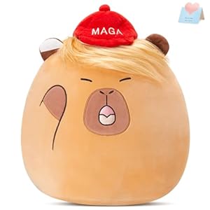 WEWILL 12-Inch Funny Speaking Donald Trump Capybara Plush Pillow – Cute MAGA Hat Design | Creative Gift Filling | Fun Decoration for Children and Adults