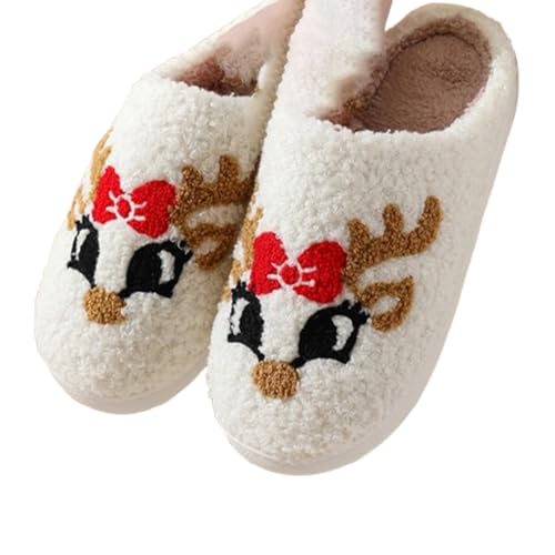Christmas reindeer slippers, men and women, plush and warm Santa