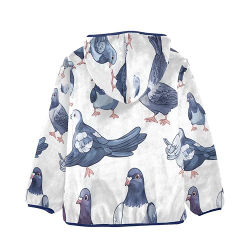 Pigeon Pattern Print Design Toddler Fleece Jacket Girl Boys Hooded Fleece Jacket Coat Warm Outwear Zip-up 3-10T2