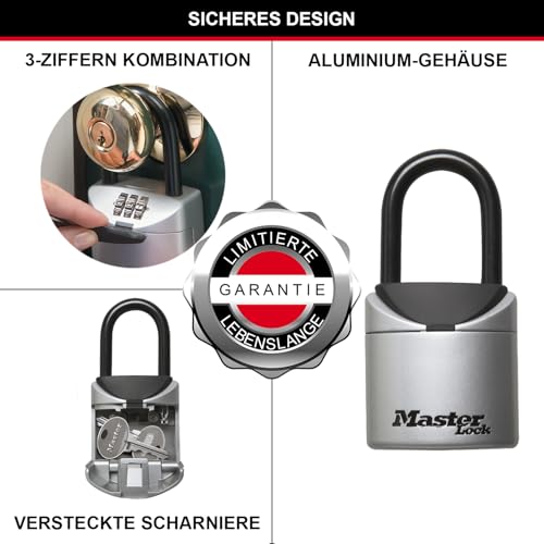 Master Lock Mini Schlüsseltresor, mit Bügel, 13.5 x 7 x 3.2 cm, Schlüsselsafe – Ansicht 4