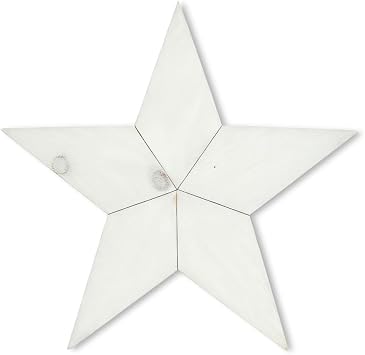 Pallet Wood Star 13.5 x 12 White Reclaimed Pine Wood Sign, 0.5 Thick Rustic Farmhouse Wall Decor, Blank Wooden Star for DIY Crafts, Name Sign & Home Decoration