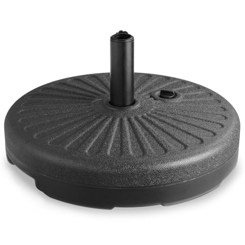 BAKAJI Base pour Parasol de Jardin, Forme Ronde, Support pour Poteau parasols 38/48 mm avec Remplissage à Eau 28 kg, système Stable Anti-Retour, idéal pour Patio, Balcon, extérieur