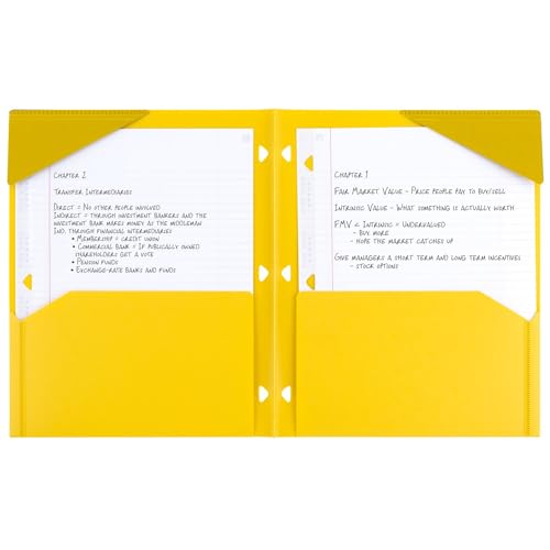 Five Star 2-Pocket Folder, 4 Pack, Plastic Folder with Stay-Put Tabs, Fits 3-Ring Binder, Holds 8-1/2\" x 11\" Paper, Tidewater Blue, White, Amethyst Purple, Harvest Yellow (38065) - Thumbnail 3
