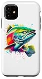 Carcasa para iPhone 11 Colorful Splash Art Salmón Pescador Salmones