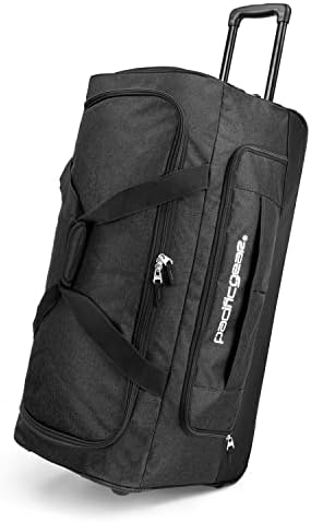 Pacific Gear Rolling Duffel Wheels, 30-Inch Luggage, Hockey Bag, Heavy Duty, Black
