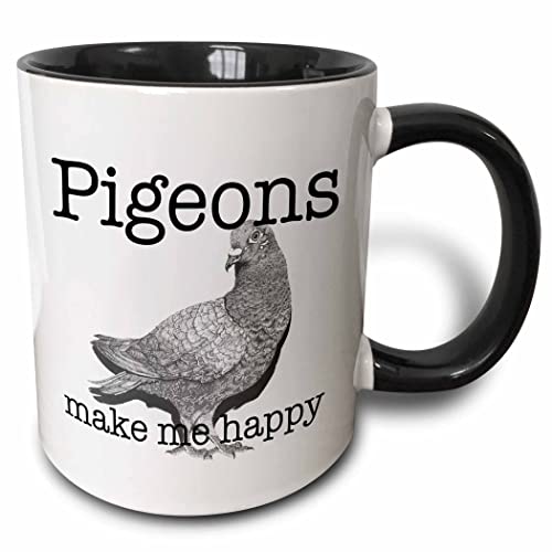 3dRose Pigeons make me happy Mug, 1 Count (Pack of 1), Black