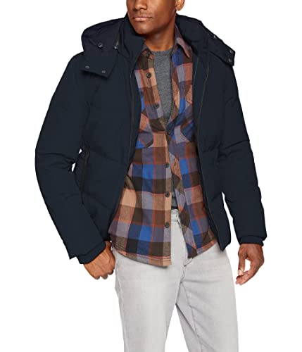 Image of Cole Haan Men's Short Down Parka With Hooded Down Coat