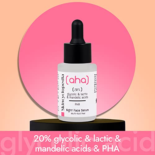 Skincyclopedia AHA Exfoliating Night Serum with 20% Lactic, Glycolic and Mandelic Acid and PHA - Image 2