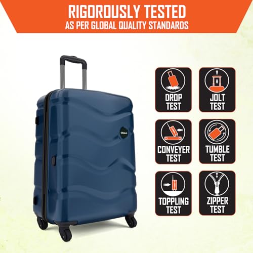 Image of Safari Genius Fortis 77cm Large Size Check-in Trolley Bag Hard Case Polycarbonate, 4 Spinner Wheels, 360 Degree Wheeling Luggage, Travel Bag, Suitcase for Travel, Trolley Bags for Travel, Blue