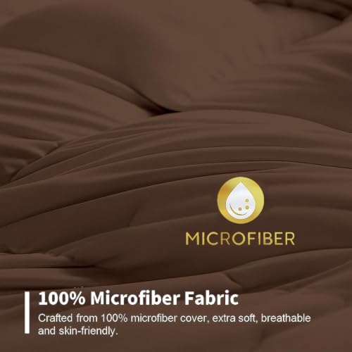Image of Heavy Winter Bed Comforter for King Bed - 500 GSM Ultra Warm Quilt Blanket /Rajai - Chocolate - Down Alternative Microfiber Duvet Insert with Corner Ties - Winter Season Premium