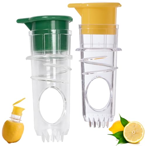 HEOUCH 2 Piezas Exprimidor Limon, Exprimidor Manual, Lemon Squeezer con Tapa, Funda Transparente, Prensa Manual Pequeña, Separador de Partículas de Fruta