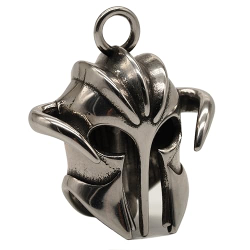 Image of Motorcycle Biker Roman Gladiator Warrior Spartan Helmet Guardian Bell Luck Gremlin Ride Bell Hanger or Lucky KeyChain