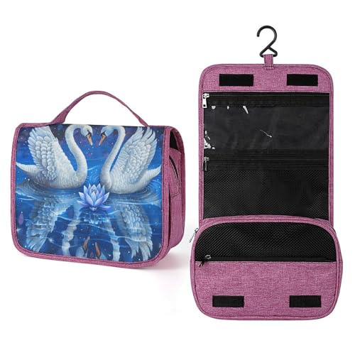 Trousse de toilette étanche femme avec crochet motif cygnes