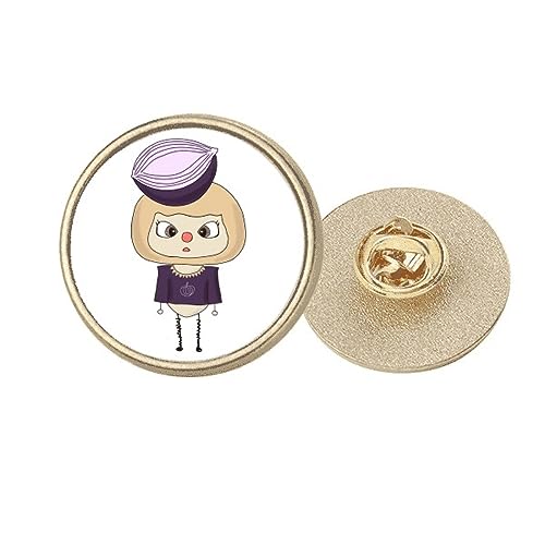 Broche ronde en métal doré haut de gamme motif végétal violet chaud UU taille M pour blazer