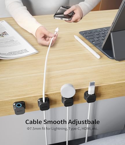 9 Pack Magnetic Cable Clips Cord Holder, Desk Cable Management Accessories, Cord Clips, Adhesive USB Wire Holder Keeper Organizer for Home Office Desk Phone Car Wall Desktop Nightstand - Black
