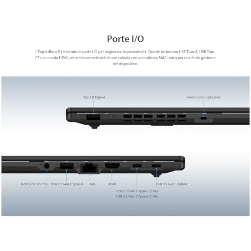 Expertbook, PC Portatile, cpu Intel Core i3 13Th 6Core, RAM 16 Gb, SSD PCIe Nvme 512 Gb, 15,6" FullHD antiriflesso, Wi-Fi 6, 4 USB, BT, lan, Intel Uhd, Win 11, preconfigurato - Notebook - Immagine 4