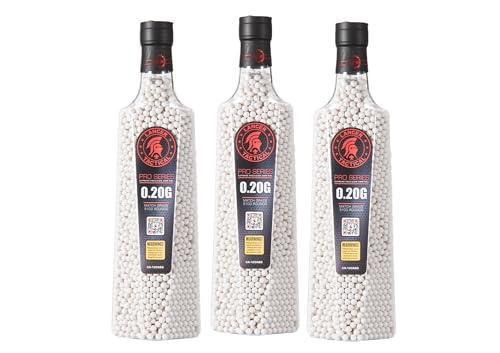 Lancer Tactical 0.20g/0.25g Airsoft BBS 15,300 Rounds Total, 3-Pack Bottles (5,100 Each), White, Seamless Precision, Consistent Diameter, High Accuracy, Minimal Jamming (0.20g)