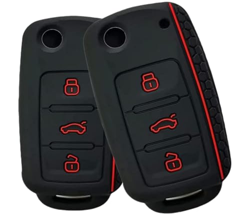 2 Pack | Funda para Llave de Coche | Funda de Silicona de Protecciónl | Protector para Mando a Distancia 3 Botones | Compatible con VW Volkswagen Skoda Seat EOS Golf Polo Tiguan Touareg