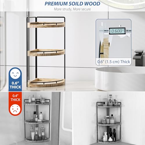 Image of Corner Bathroom Counter Organizer, 3 Tier Bathroom Storage Countertop for Skincare, Sink Shelf for Kitchen Decor, Vanity, Dresser, Makeup, Gift(Rustic Brown)