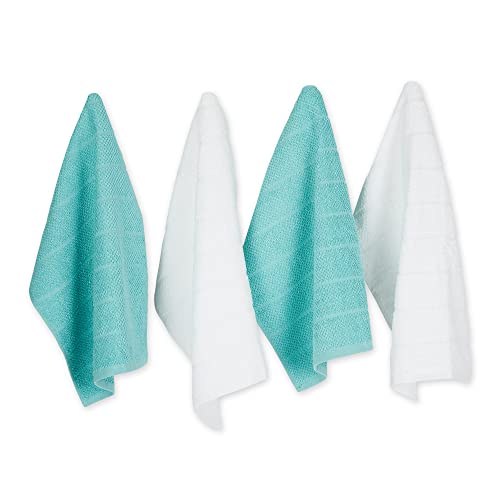 DII 100% coton, super absorbant, 4 linge de cuisine 16x26 po aqua