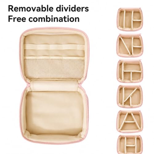 Image of WEMOL Travel Fashion Cosmetic Organizer Storage Bag, Blush Pink | Super Soft, For Brushes, Toiletries, Cosmetics, For Women, Soft Padded