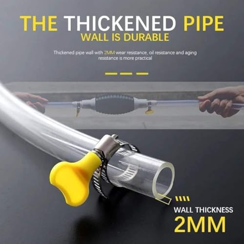 Image of Fuel Transfer Pump Manual Hand Liquid Siphon Tool Petrol Diesel Pipe Water Oil Car Bike Kit Portable Fish Tank Cleaner Suction Multipurpose High Flow