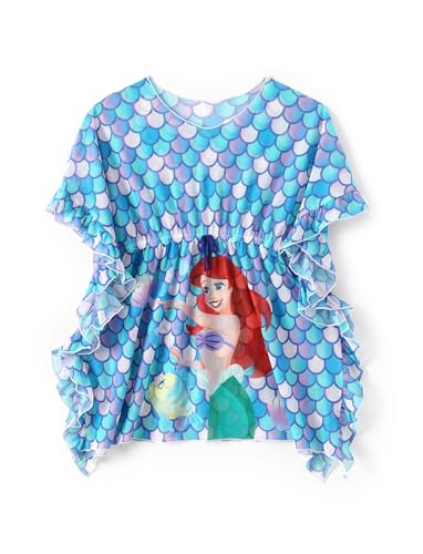 Disney Princess Ariel Girl Cover Up for Swimwear Pull On Swimsuit Coverup Elastic Bathing Suit Wrap Turquoise 4-7 Years