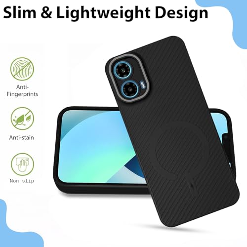 Image of LIRAMARK Rugged Carbon Fibre TPU Armor Silicone Back Cover Case for Motorola Moto G34 / G45 5G