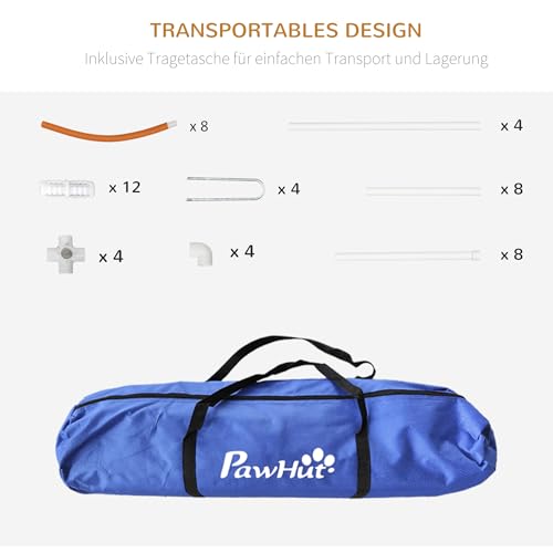 PawHut Agility Set Hunde 4-teiliges Agility-Ausrüstung für Hundetraining Steckhürdenset mit Slalomstangen Tragetasche Trainingszubehör Koordinationstraining Agilityset für Spiele Training