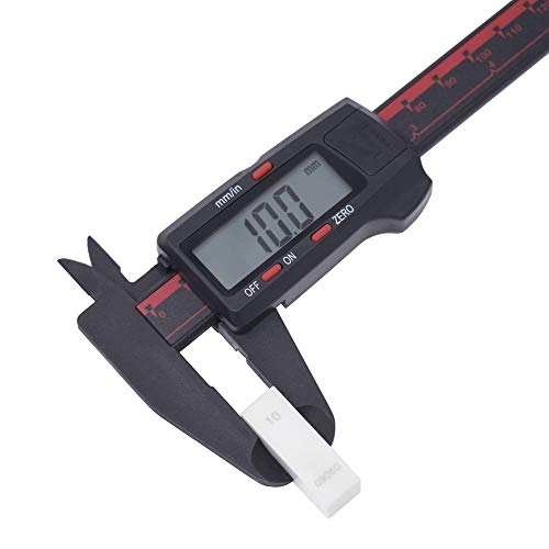 VINCA DCPA-0605E Electronic Digital Nylon Vernier Caliper Inch/Metric Conversion 0-6 Inch/150 mm Red/Black Extra Large LCD Screen Auto Off Featured Measuring Tool