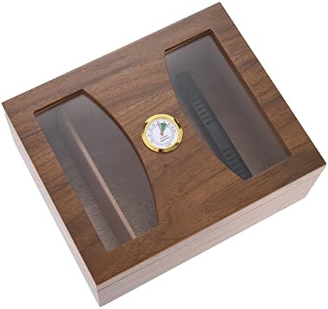 Luenmook Black Walnut Wood Storage Box (20-50 Capacity) with Hygrometer and Humidifier