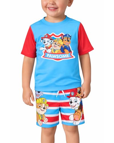 Image of Nickelodeon Paw Patrol TMNT Boys Rash Guard Set UPF 50 Swim Shirts & Trunks