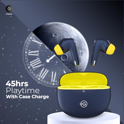 Image of OOGE Wavepods 1 in-Ear Earbuds, 45H Playtime, Dual Silicon Mic, PureTune 12mm Bass Driver,Touch Control,Voice Assistant, Type-C Fast Charging Port, IPX3 Water Resistant (Blue)