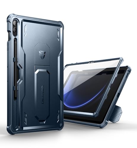 Dexnor for Samsung Galaxy Tab S9 Plus/S9 FE+/S8 Ultra Case, [Built in Screen Protector and Kickstand] Heavy Duty Military Grade Protection Shockproof Protective Cover - Blue