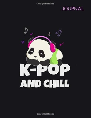 Journal: K-POP and chill panda. Journal for writing. 100 white pages. College ruled paper, large size 8.5x11