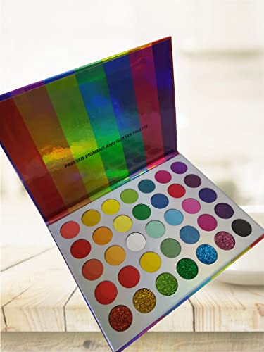 Abelyn Rainbow Eyeshadow Palette High Pigment 35 Shades Matte Shimmer Eye Shadow Pallet Glitter Makeup Colorful #TOP4