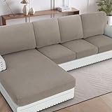 H.VERSAILTEX Rückenlehnenkissenbezüge, Sektionalcouch-Rückenkissenbezüge für Sektionalsofa-Set für linke und rechte Couch (nur Rückenlehne: 1 Chaise + 3 Sofas, Taupe)