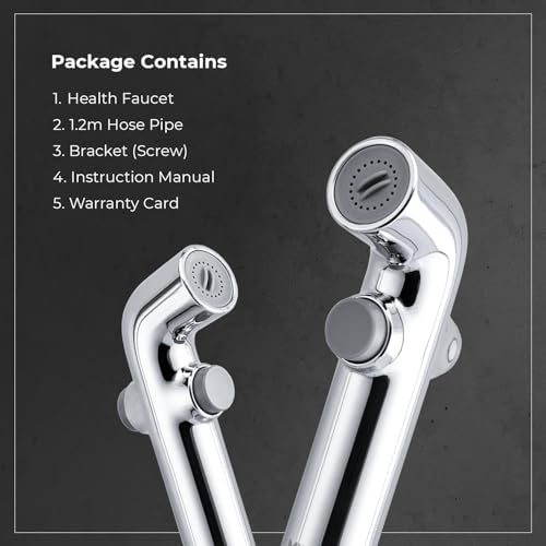 Image of Mila Health Faucet Switchstrem | ABS Chrome Handheld Bidet Spray| with 1.2m SS304 Hose Pipe | Modern Jet Spray for Toilet Hygiene | Anti-Slip Grip, Leak-Free, Easy Install | Bathroom Fitting