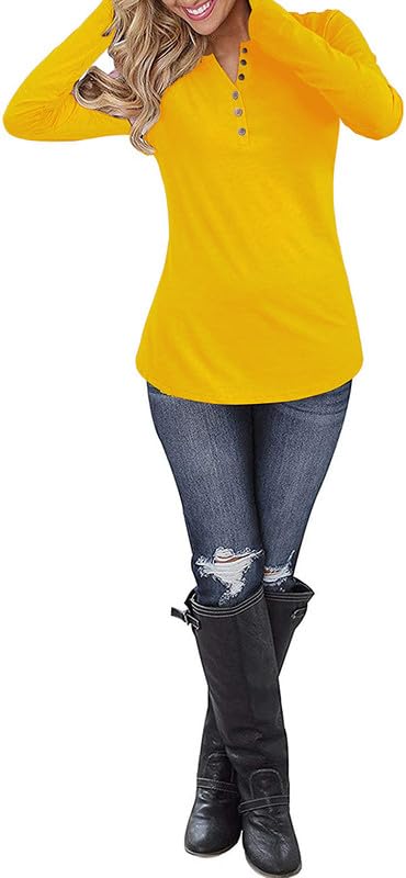 Image of Women's Regular Fit Pure Cotton Top - Elegant V-Neck with Mandarin Collar, Button-Front Design, Full Sleeves, Soft & Breathable Fabric for Stylish Casual Wear