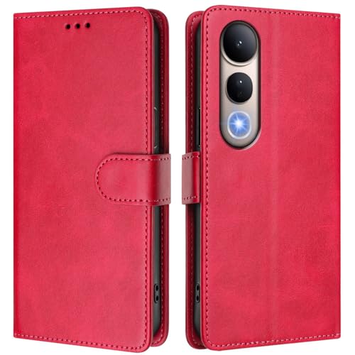 Rfvzubemok Compatible with Vivo V50 Lite 5G,Compatible with Vivo V50 Lite 4G Card Slots Flip Stand Wallet Case Rosered