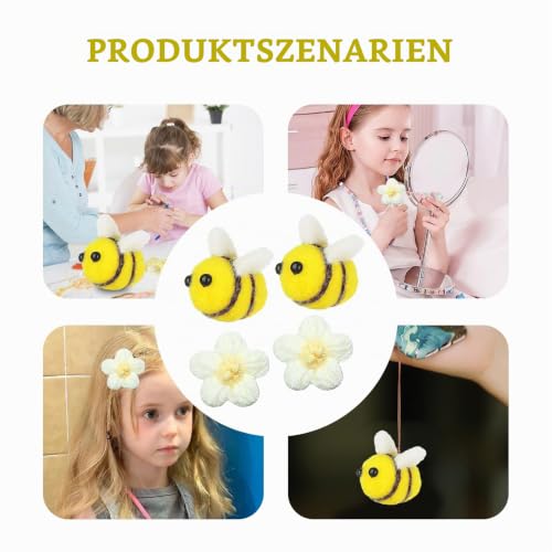 RFYTDCF 70 Stück Bienen Deko, Mini Biene Dekoration Filz zum Basteln 50 Bienen und 20 Weiße Häkelblumen Filzbienen für DIY Handwerk Craft Dekoration Kleidung Zubehör – Bild 7