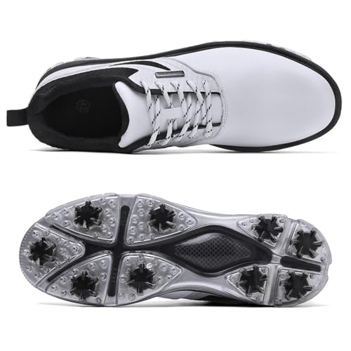 KESCOO Waterproof Golf Shoes Men Professional Spiked Golf Footwear Lightweight Outdoor Comfortable Golf Training Sneakers, White 47 - Image 4