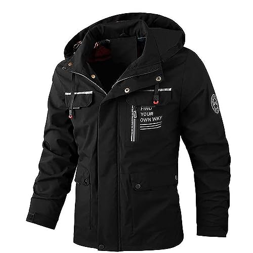 Caxndycing Chaqueta de nieve para hombre, deportiva, cortavientos, transpirable, paranieves, monocolor, chaqueta acolchada, larga, cálida, gruesa, abrigo de entretiempo, parka, chaqueta de snowboard,