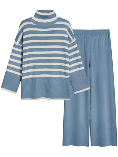 Image of TYSORT Women's Winter Woolen Turtleneck Sweater with Pajama | Warm Winter Wear Cord Set | Woolen Tracksuit Loungewear Set