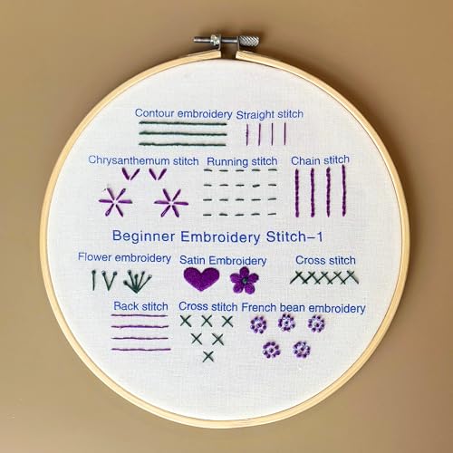 Image of La glaneuse 4 Set Embroidery Kit for Beginners, Adults and Kids, Learn 29 Basic Stitches with Simple Embroidery Patterns DIY, Needlepoint Hand Embroidery Kit with Instructions and Videos
