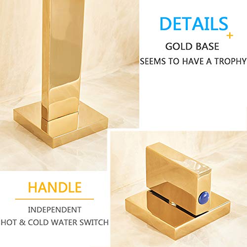 Robinet de lavabo cascade noir à 3 trous pour eau chaude et froide